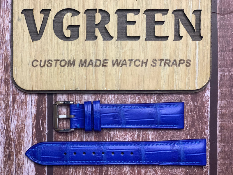 Crocodile Leather Watch Strap - Blue