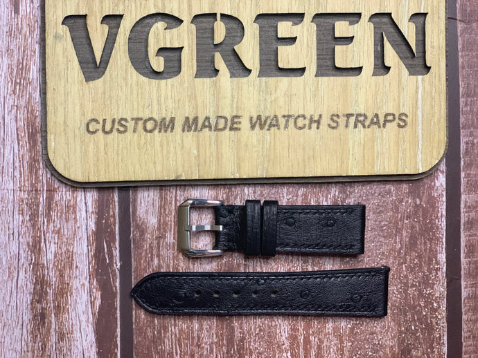 Ostrich Leather Watch Strap - Black
