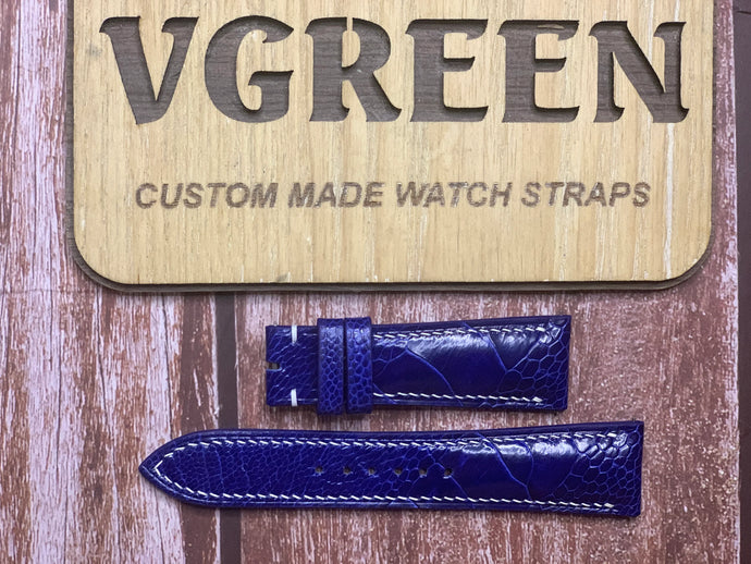 Ostrich Leg Leather Watch Strap - Blue for  Lange 1