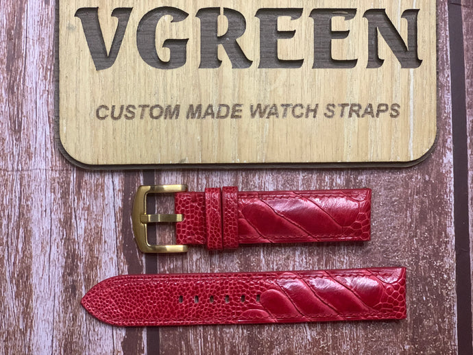 Ostrich Leg Leather Watch Strap - Red