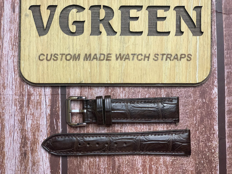 Crocodile Leather Watch Strap - Brown  For Orient Bambino version 7