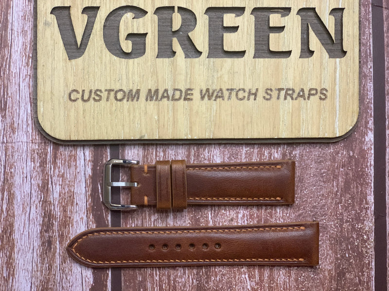 Badalassi Wax Leather Watch Strap - Cognac For Hamilton khaki field QTZ 38mm