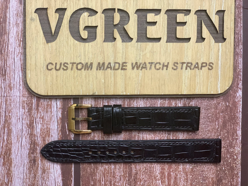 Crocodile Leather Watch Strap - Black For Hamilton masterpiece