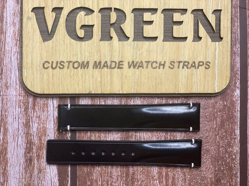 Shell Cordovan Leather Watch Strap - Black