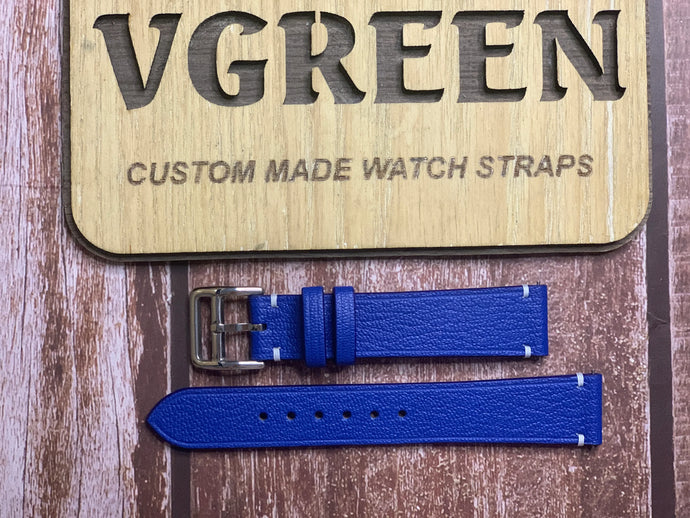 Alran Goat Leather Watch Strap - Blue For  Longines Automatic L4.660.4
