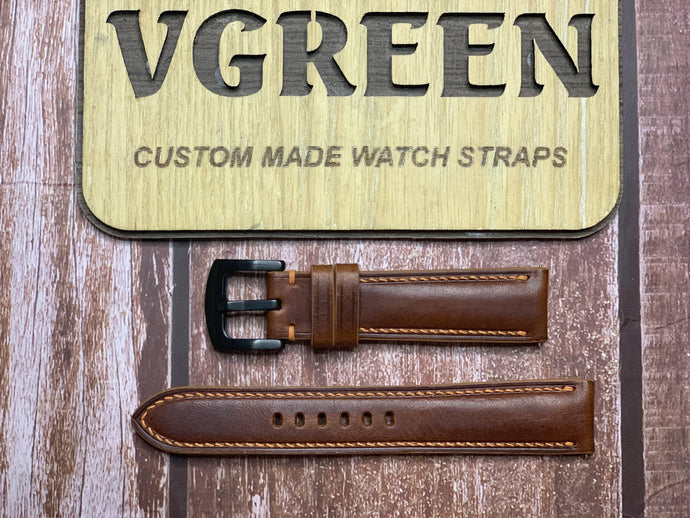 Badalassi Wax Leather Watch Strap - Cognac