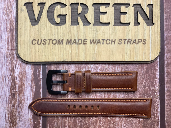 Badalassi Wax Leather Watch Strap - Cognac