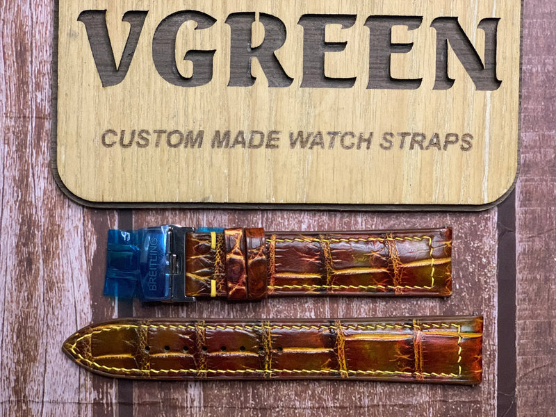 Crocodile Leather Watch Strap - Mixing Dye for Breitling avenger seawolf.