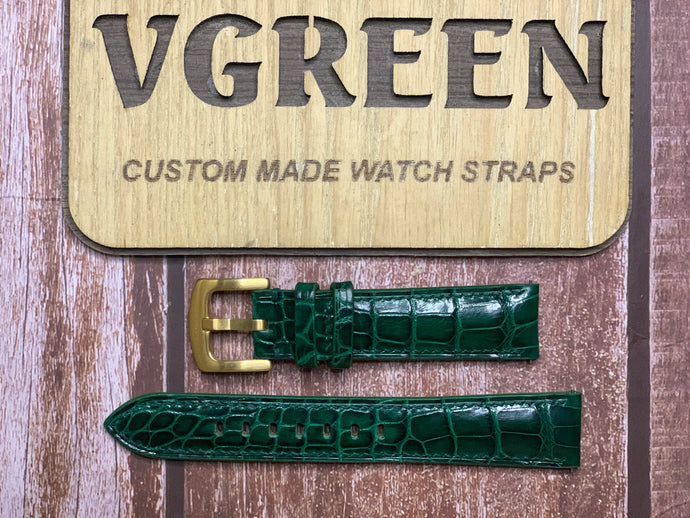 Crocodile Leather Watch Strap - Green for Oris Big Crown Pointer Date