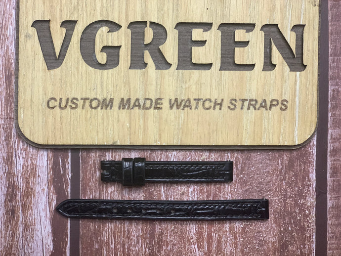 Crocodile Leather Watch Strap - Black