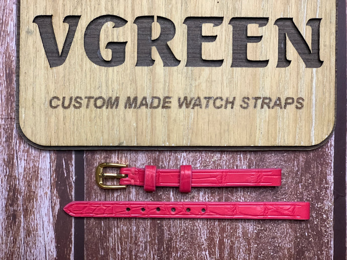 Crocodile Leather Watch Strap - Pink