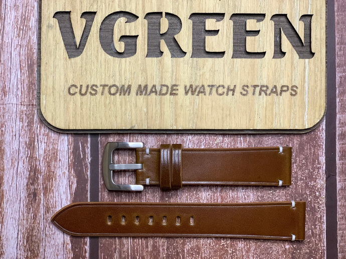 Shell Cordovan Leather Watch Strap - Cognac for Paresidus Tom Rice White Leather 38mm