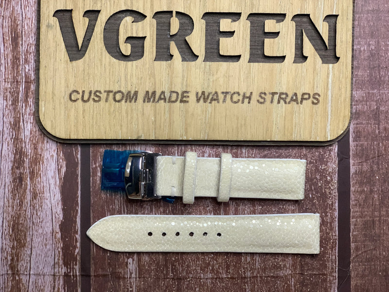 Stingray Leather Watch Strap - White for For TAG-Heurer Carrera