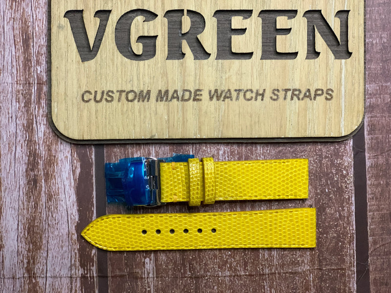 Lizard Leather Watch Strap - Yellow For TAG-Heurer Carrera