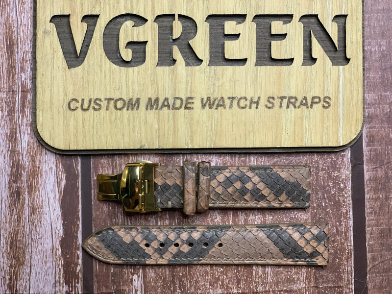 Snake Skin Watch Strap - Copper For TAG-Heurer Carrera