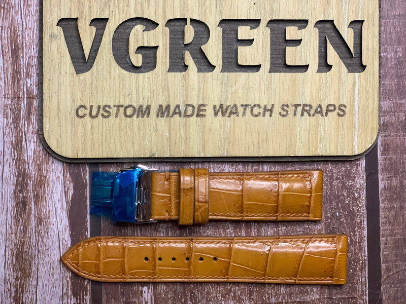 Crocodile Leather Watch Strap - Light Brown for Longines Chrometer