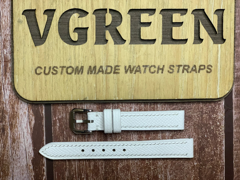 Epsom Leather Watch Strap - White For Phillip Stein Prestige