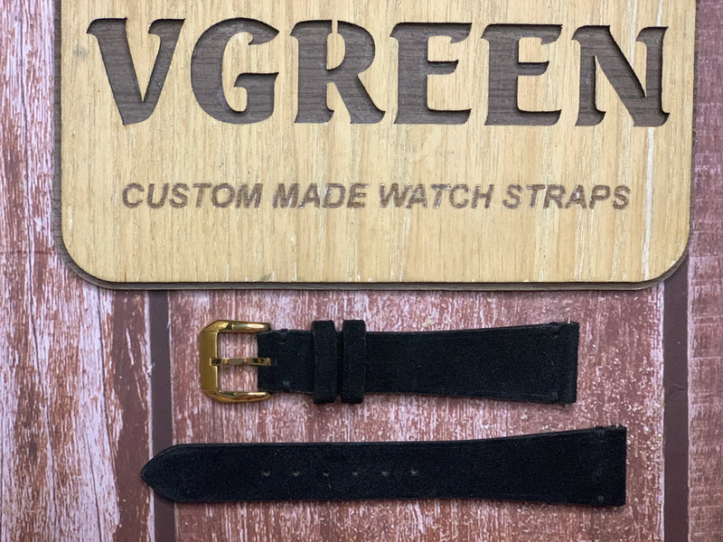 Suede Leather Watch Strap - Black