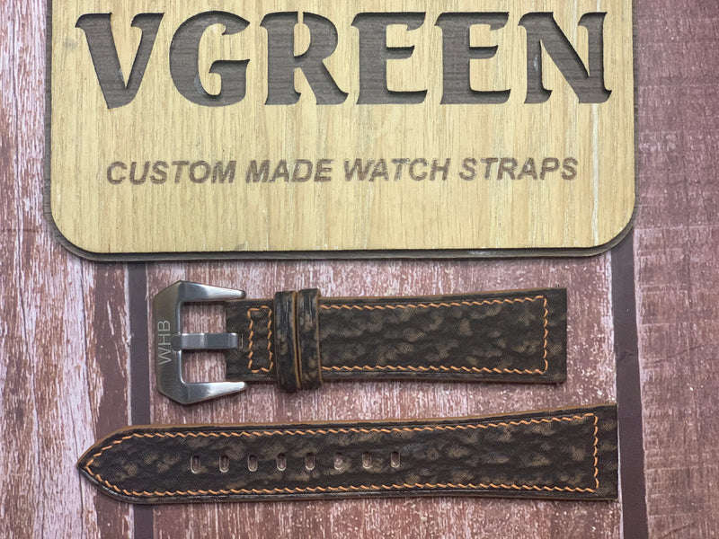 Shark Skin Watch Strap - Brown For Hamilton khaki field mechanical