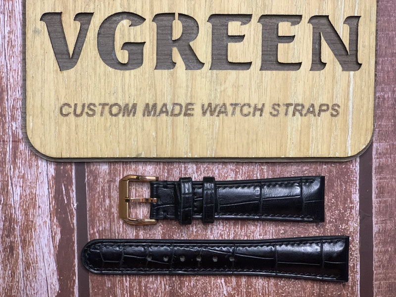 Crocodile Leather Watch Strap - Black for Lange1