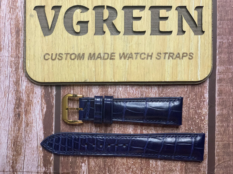 Crocodile Leather Watch Strap - Dark Blue for frederique constant