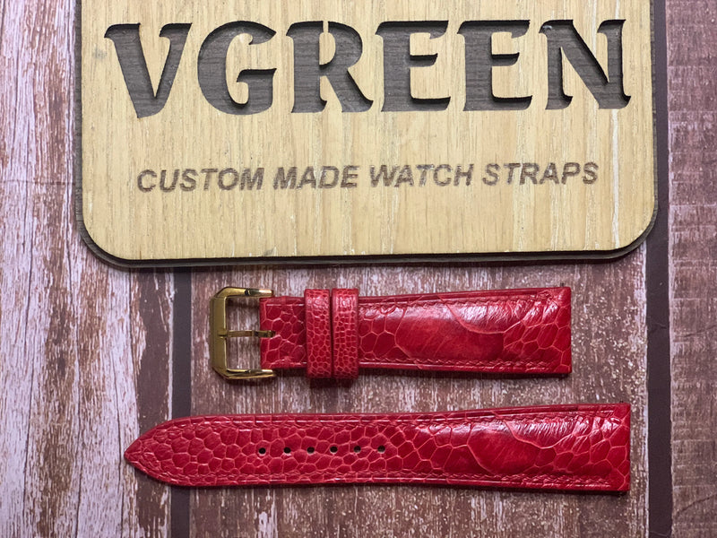 Ostrich Leg Leather Watch Strap - Red for frederique constant