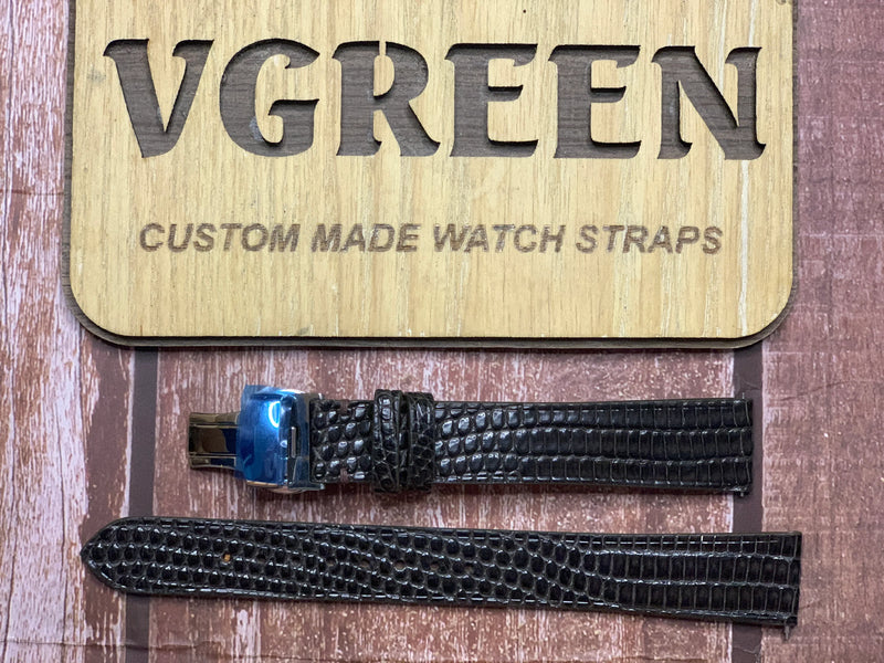 Lizard Leather Watch Strap - Dark Brown for AquaTerra Gold Bezel SS case