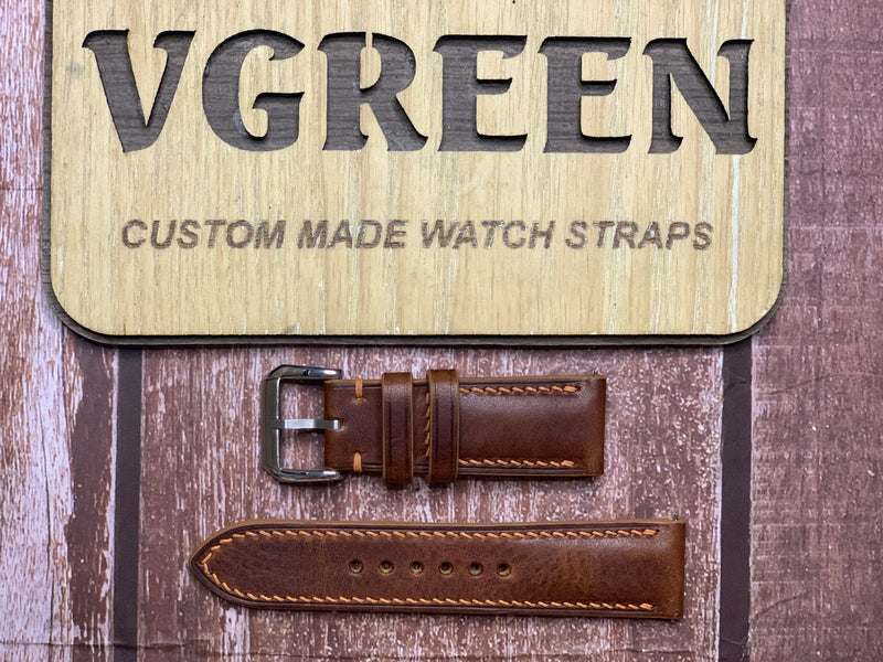 Badalassi Wax Leather Watch Strap - Cognac