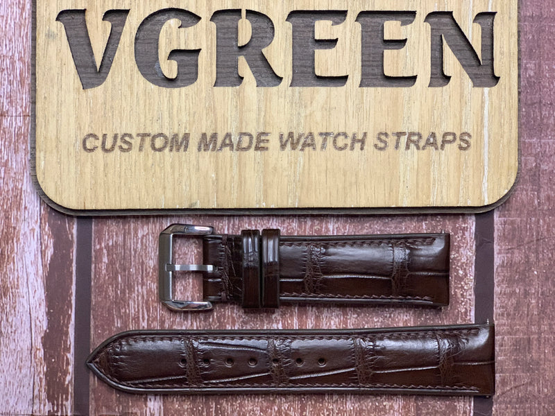 Crocodile Leather Watch Strap - Brown for Tissot luxury powermatic 80