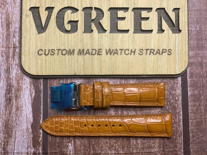 Crocodile Leather Watch Strap - Light Brown For Tissot Gentleman Powermatic 80 Silicium