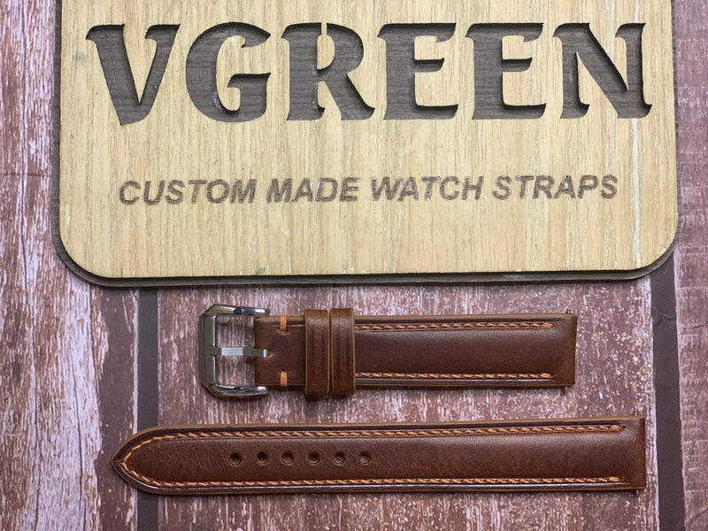 Badalassi Wax Leather Watch Strap - Cognac for  1947 bubbleback