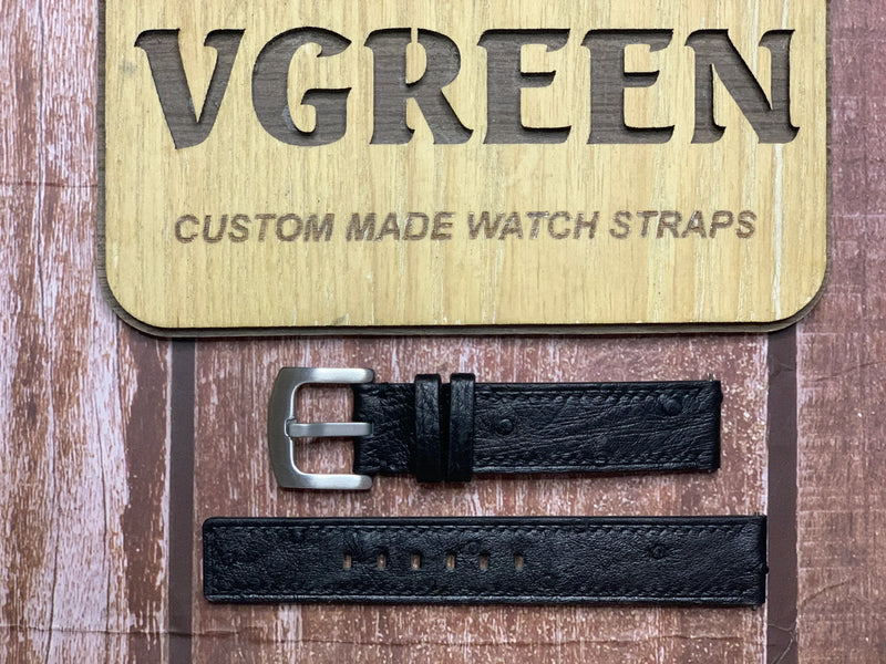 Ostrich Leather Watch Strap - Black
