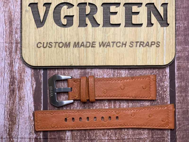 Ostrich Leather Watch Strap - Brown For Hamilton Khaki pilot watch 50mm