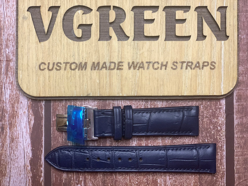 Crocodile Leather Watch Strap - Dark Blue for grand seiko
