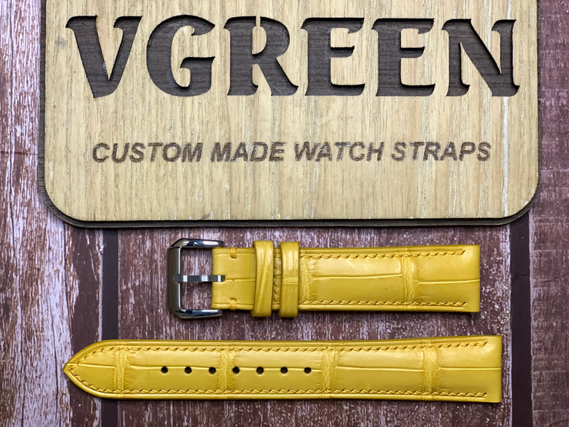 Crocodile Leather Watch Strap - Yellow for a speedmaster
