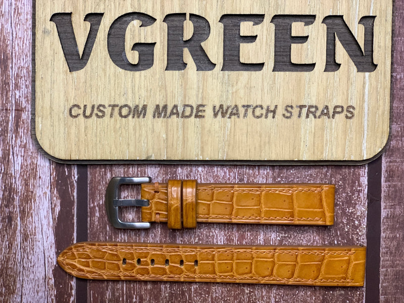 Crocodile Leather Watch Strap - Light Brown FOR Hamilton masterpiece thinomatic