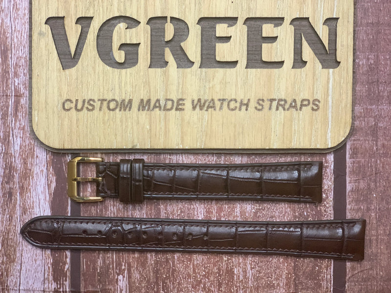 Crocodile Leather Watch Strap - Brown