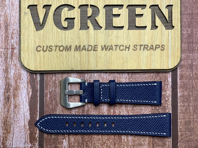 Epsom Leather Watch Strap - Navy  for Grand Seiko Evolution 9 White Birch