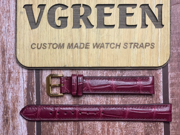 Crocodile Leather Watch Strap - Burgundy for a vintage Hamilton