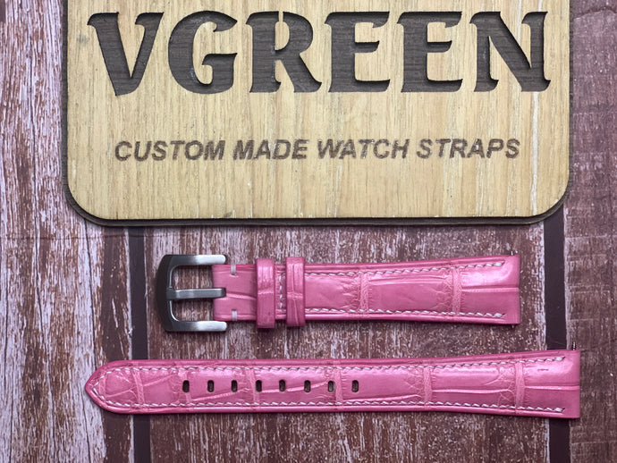 Crocodile Leather Watch Strap - Salmon Pink for  Rolex