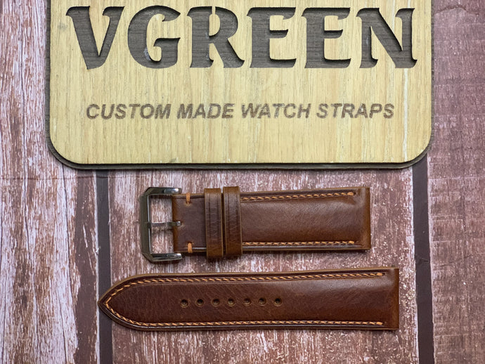 24mm Watch Strap - Cognac Badalassi Wax Leather
