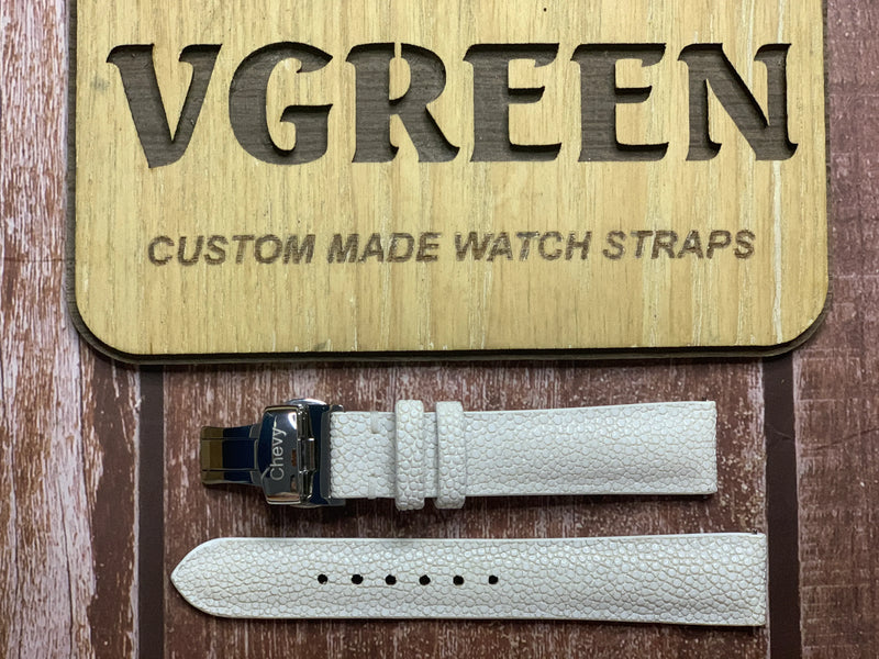 Stingray Leather Watch Strap - White for NAVITIMER AUTOMATIC 35