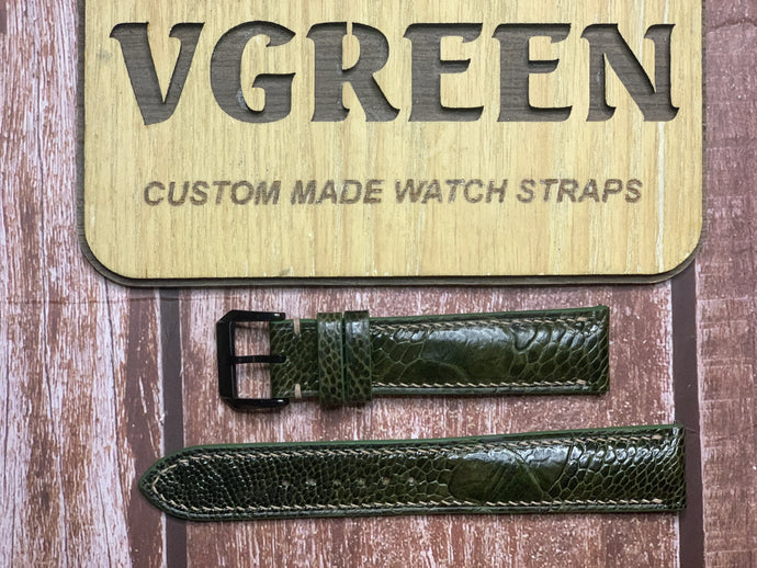 Ostrich Leg Leather Watch Strap - Moss Green  For a Victorinox Alliance Automatic