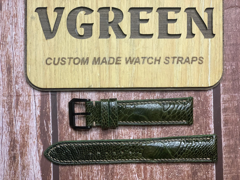 Ostrich Leg Leather Watch Strap - Moss Green  For a Victorinox Alliance Automatic