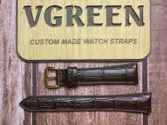 Crocodile Leather Watch Strap - Brown For SEIKO MODEL WHITE - SWR052