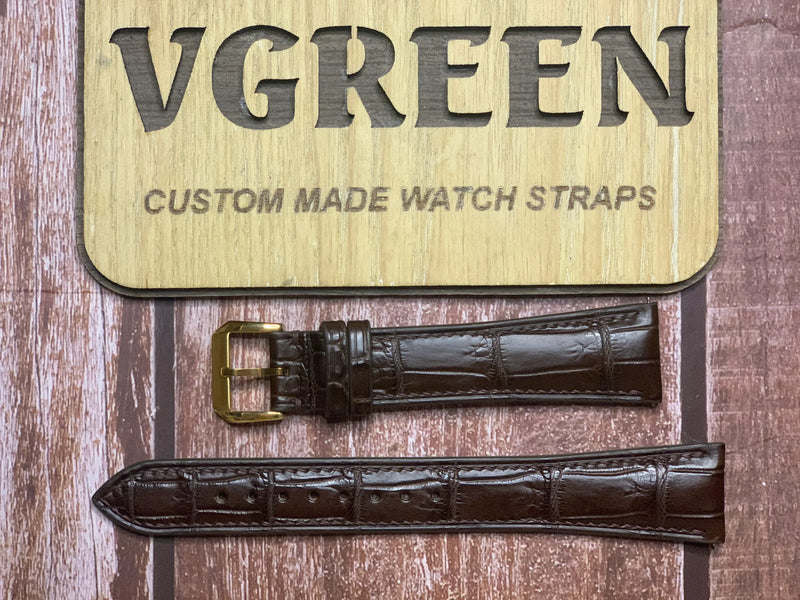 Crocodile Leather Watch Strap - Brown For SEIKO MODEL WHITE - SWR052
