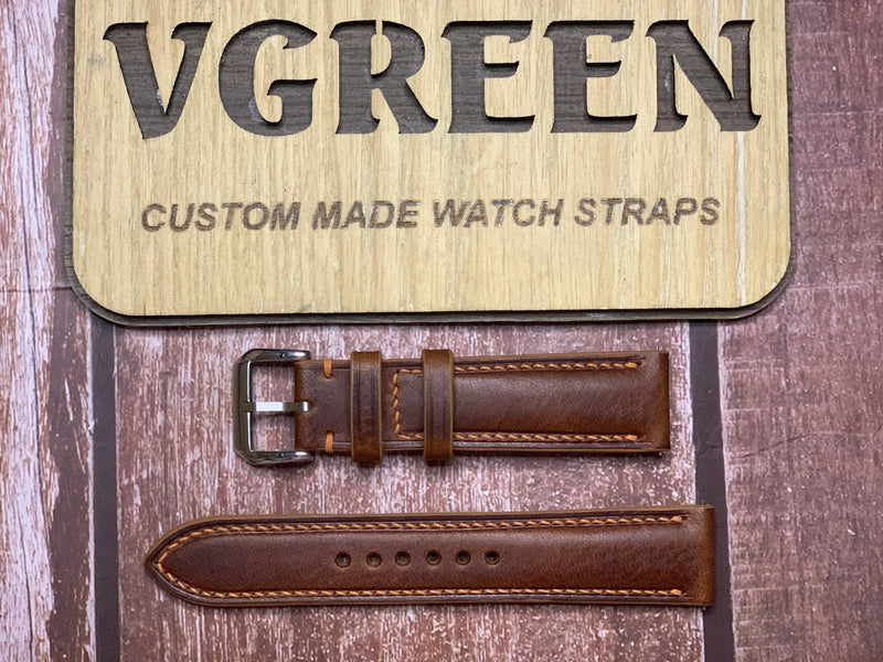 Badalassi Wax Leather Watch Strap - Cognac
