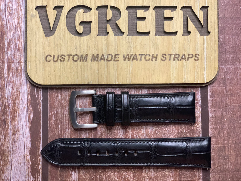 Crocodile Leather Watch Strap - Black For a Parmigiani