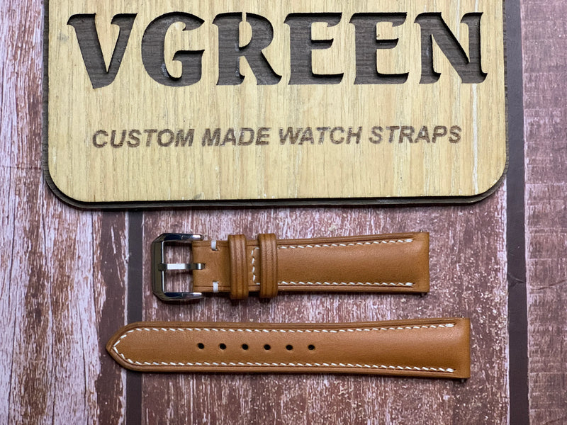 Minerva Box Leather Watch Strap - Brown for Omega Speedmaster Moon Watch