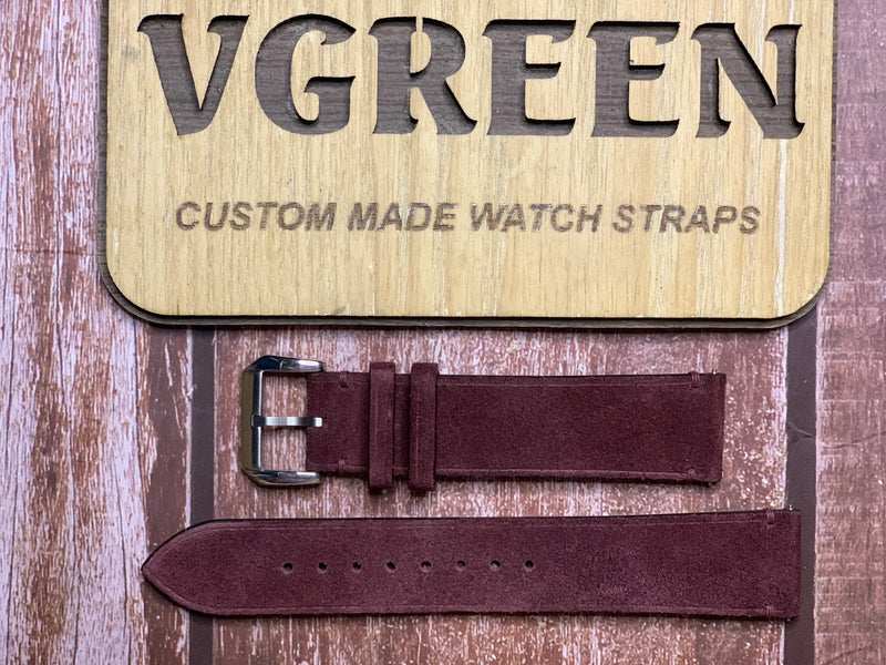 Suede Leather Watch Strap - Maroon for  Breitling Navitimer